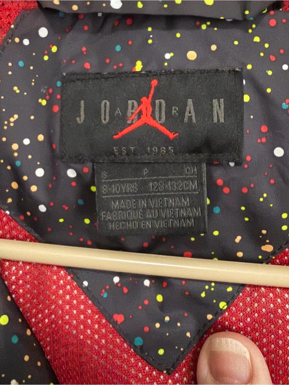 Jordan Black Speckle-Print Hoodie with Red Jumpman - Picture 3 of 4